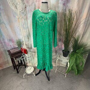 📌ASOS Semi Formal - Cocktail A-Line Long Sleeves Floral Lace Midi Dress